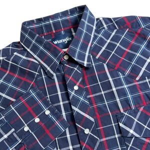 Wrangler Mens XL Multicolored Plaid Pearl Snap Long Sleeve Western Shirt Pockets